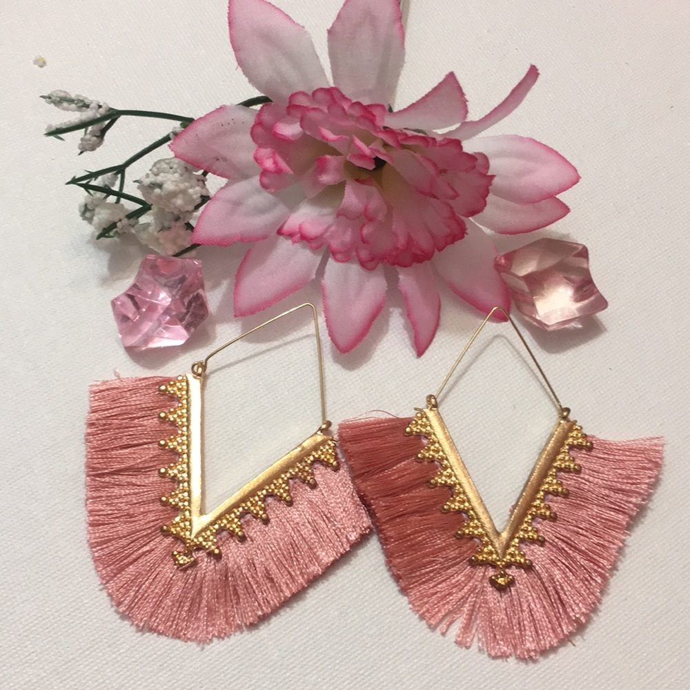 Pretty-N-Pink Neckline Drop Earrings.